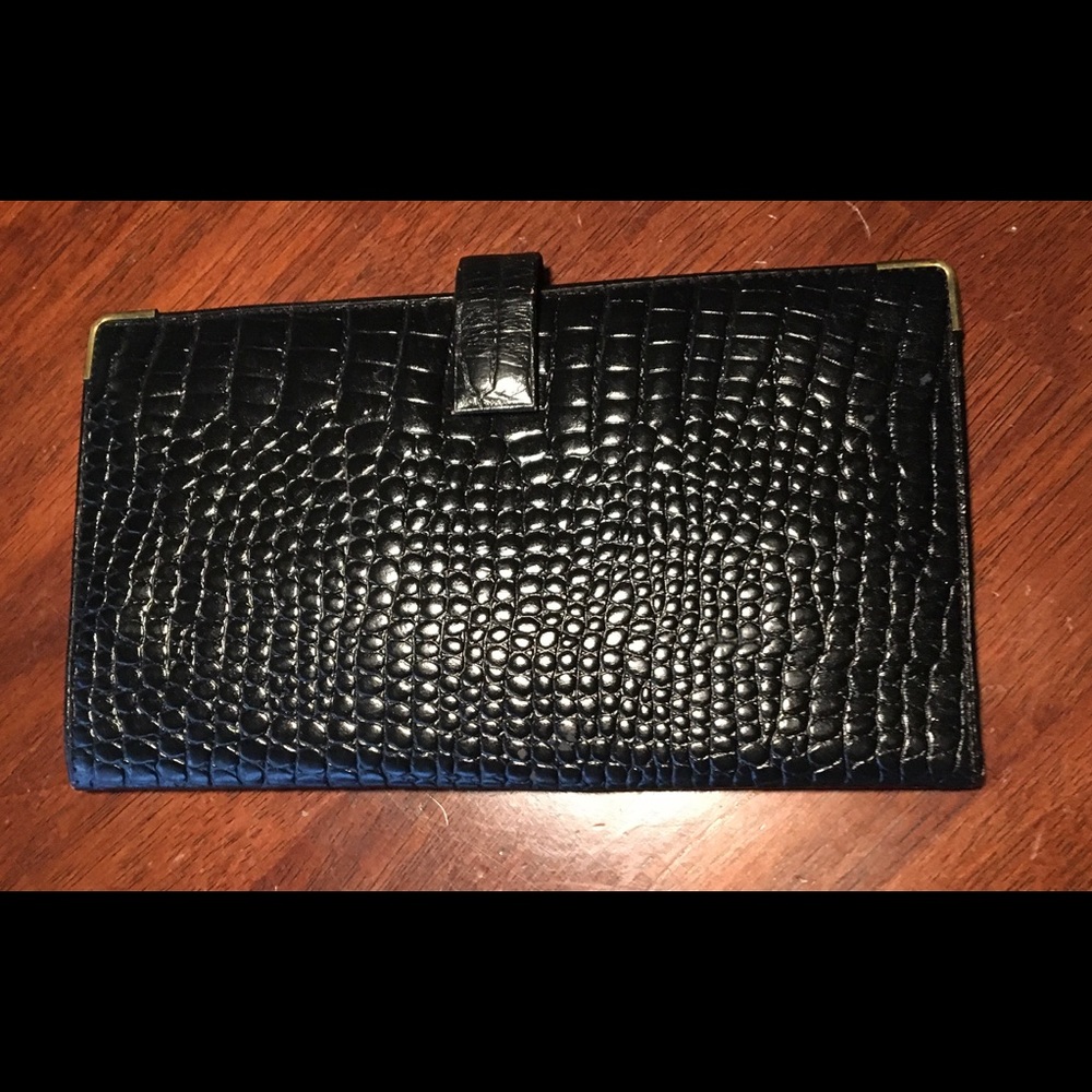 Beautiful Vintage Black Leather Travel Wallet